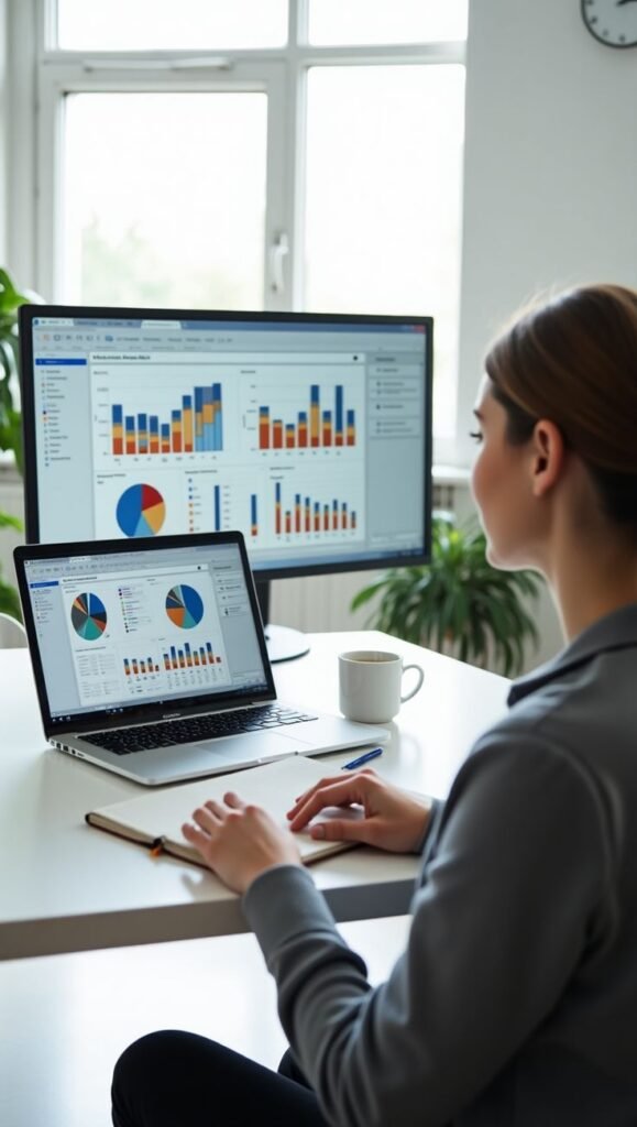 home page about me Woman working on digital mark